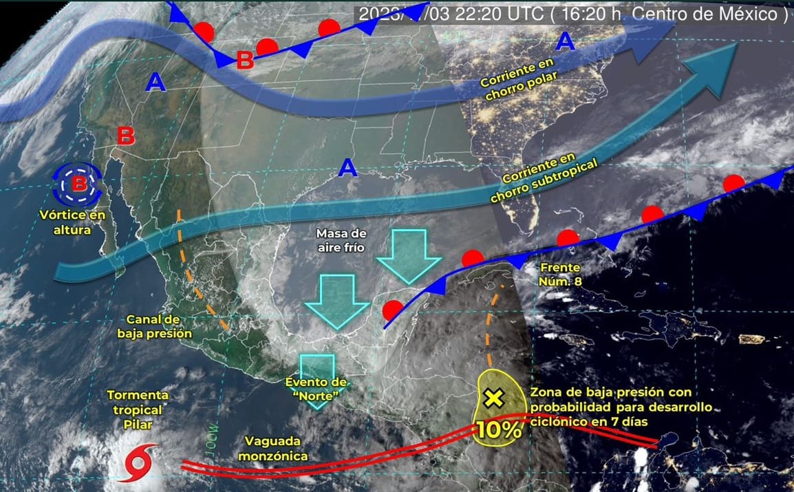 UEPC vigila canal de baja presión que podría originar lluvias aisladas