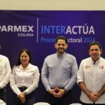 Candidata y Candidatos de la coalición Sigamos Haciendo Historia presentan sus propuestas en la segunda edición de “Interactúa» en Coparmex Colima frente al proceso electoral 2024.