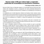 Morena exige al IEE que ordene bajar y suspender publicidad de excandidata de Movimiento Ciudadano