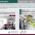 ‘Érick’ ya es huracán categoría 2 y se prevé que este jueves se intensifique a nivel 3