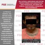 En cateos, aseguran más de 100 envoltorios con narcóticos,dos vehículos, un arma de fuego, cartuchos y máquinas tragamonedas
